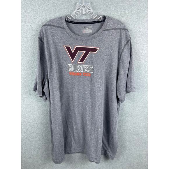 Under Armour Virgina Tech Shirt‎ Men's XL Gray HeatGear Loose Short Sleeve - Picture 1 of 9